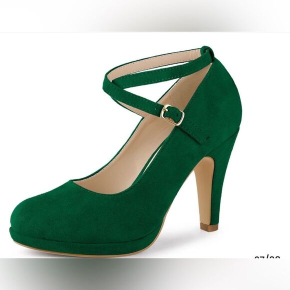 Allegra K Platform Cross Strap Stiletto Heel Mary Jane Green Pumps size 8.5 - Picture 1 of 7
